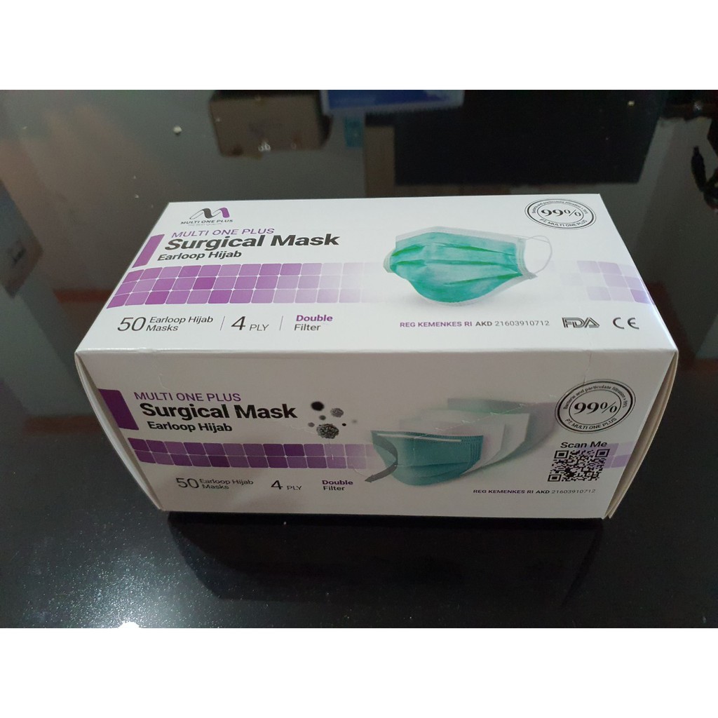 Masker Medis Bedah 4 Ply Premium Multi One Plus Earloop Hijab