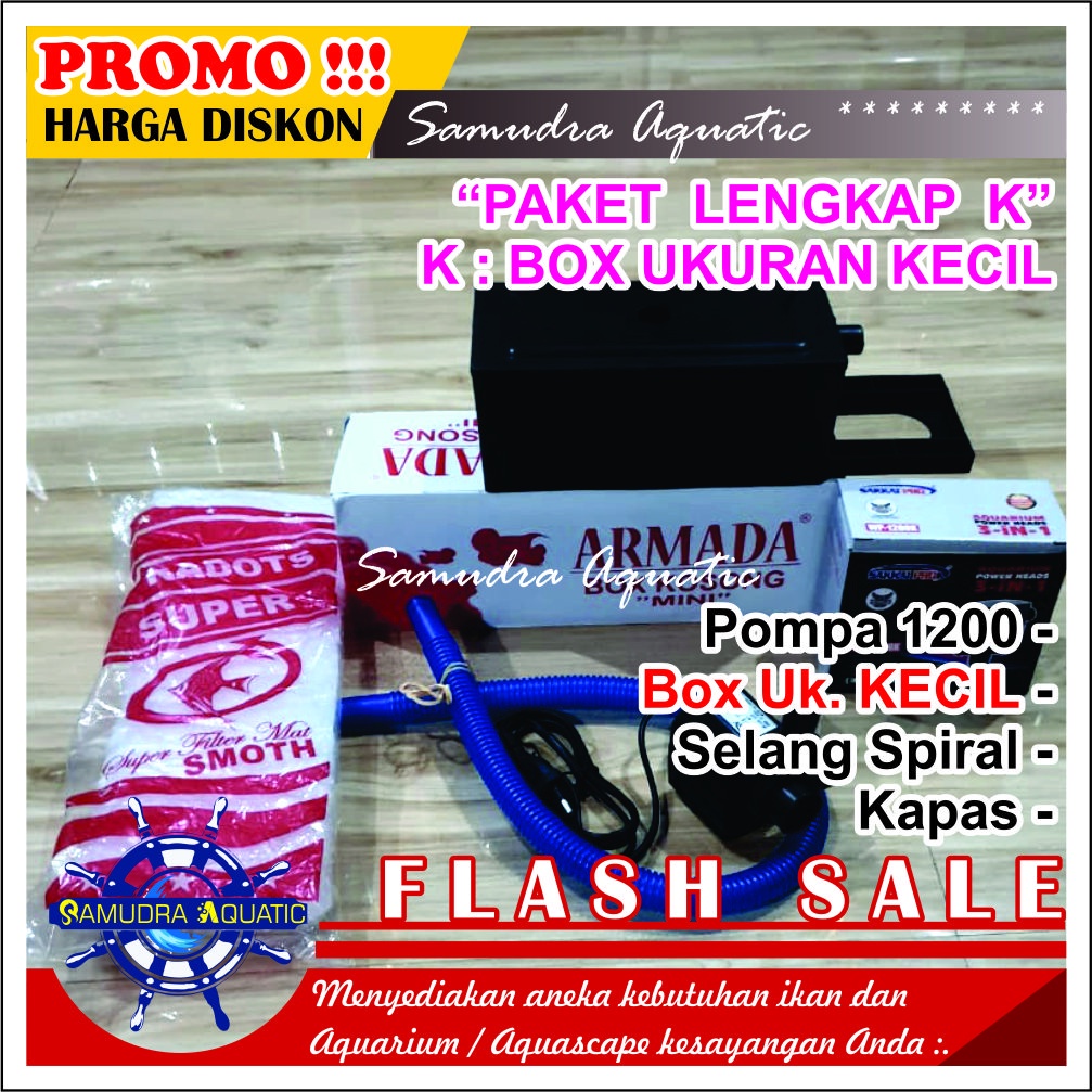 PAKET LENGKAP (K) KECIL 1200 Top Filter Aquarium KECIL &amp; Pompa Aquarium 1200 / HEMAT ENERGY (FREE Buble)