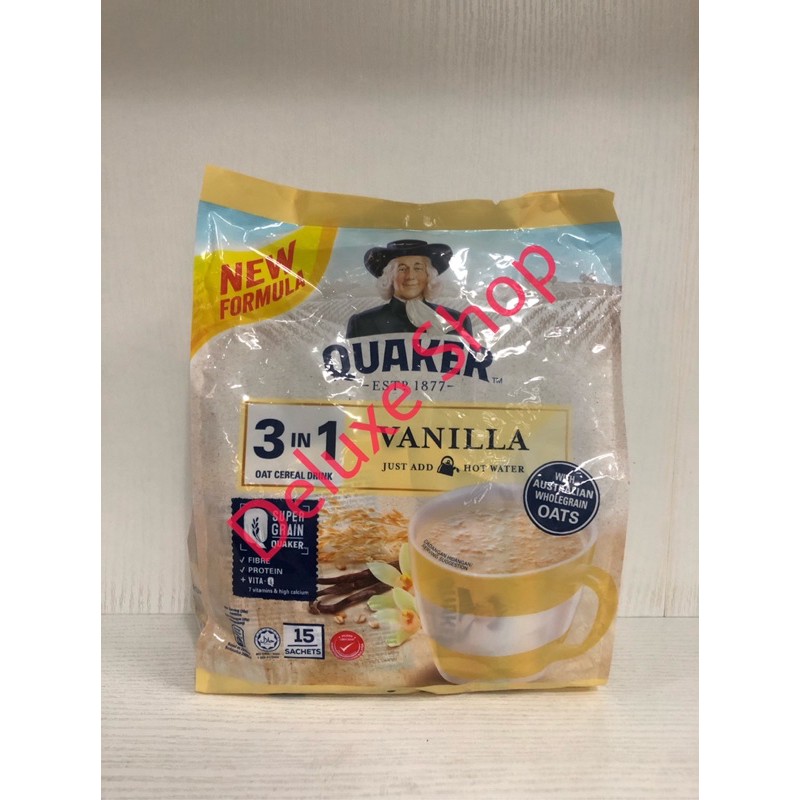 

Quaker 3 in 1 Instant Oat Cereal Drink - Vanilla 420GR (15 x 28g)