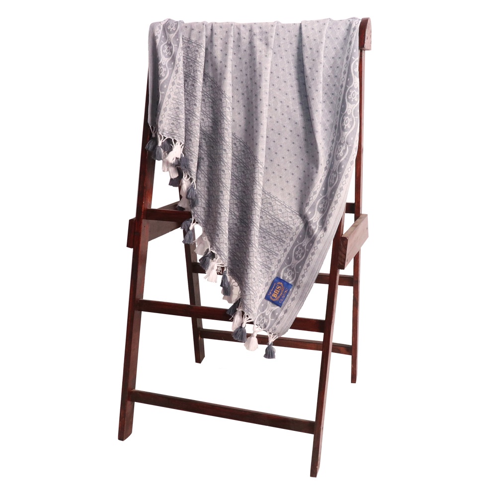 Surban Subaiyah BHS Classic Motif Jacquard Abu Biru