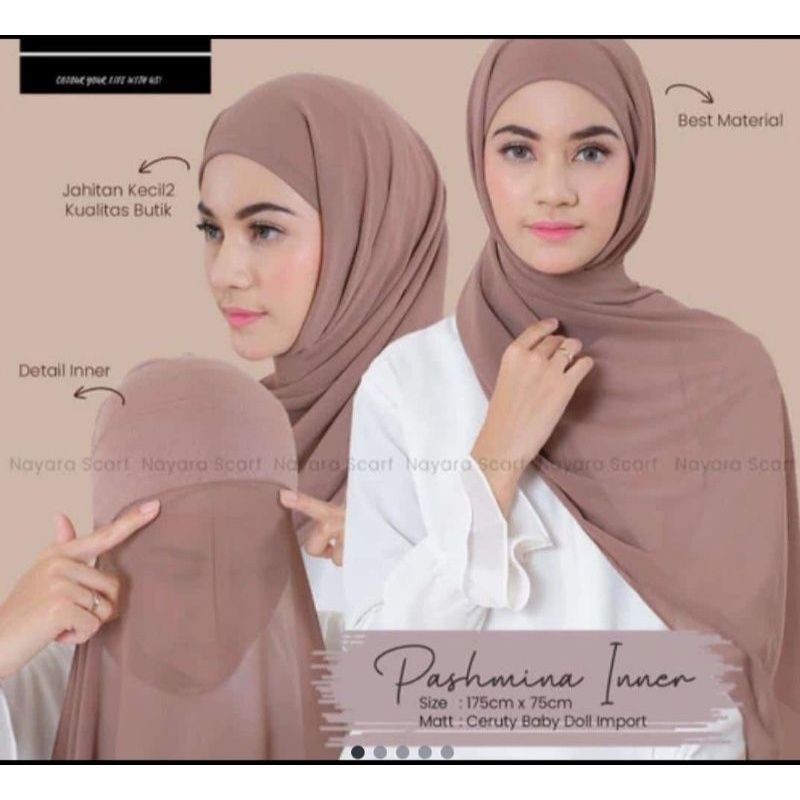 pasmina inner dalaman ceruty babydoll/pasmina 2in1 inner ceruty/pasmina instans