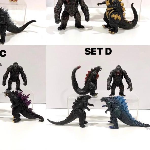 ♂ Godzilla King Kong Set Pajangan Mainan Action Figure ➸