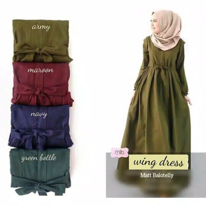 Baju Dress Gamis Kondangan Busui Lengan Tangan Panjang Tali Depan Pinggang Cantik Ibu Wanita Perempu