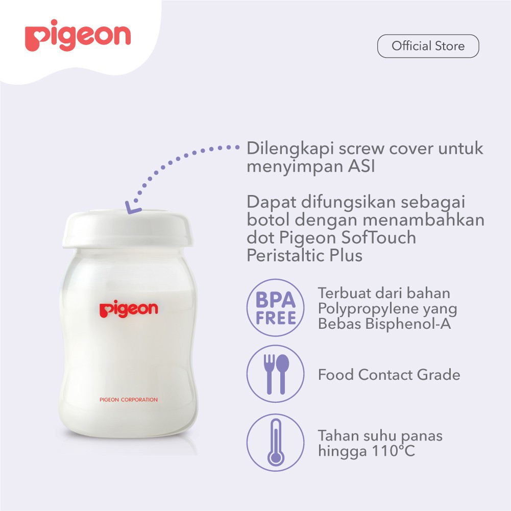 Castle - Pigeon Breastmilk Storage Wide Neck Bottle 160ml Isi 3 Pcs - Botol Susu Asi