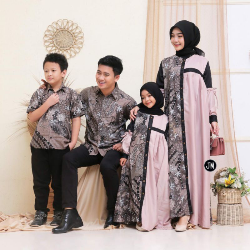 Batik Couple Keluarga Modern Terbaru 2022 Set Couple Batik Keluarga Gamis Jumbo Motif Albar