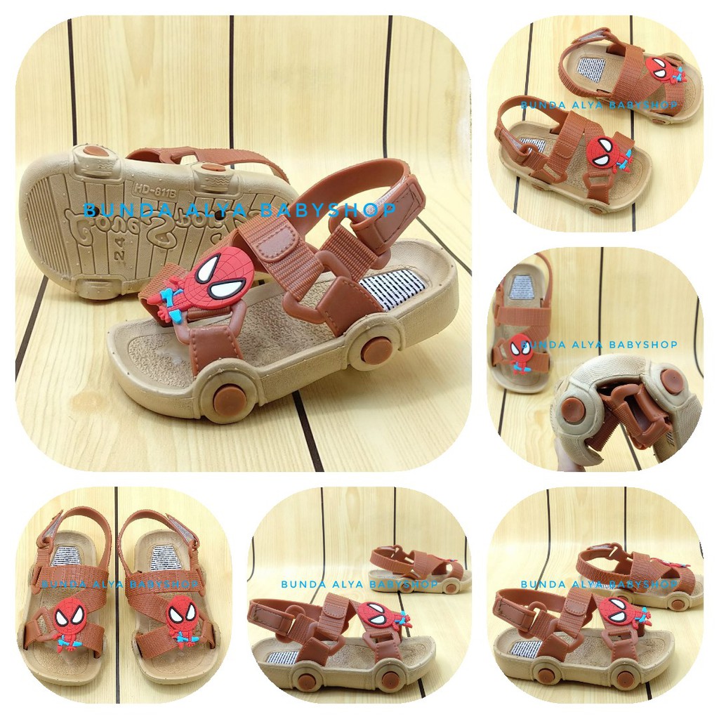 Sendal Anak Laki IMPORT Usia 1 2 3 Tahun Karet AntiSlip - Sepatu Sandal Anak Cowok Lentur COKLAT Kartun Alas Karet Anti Licin