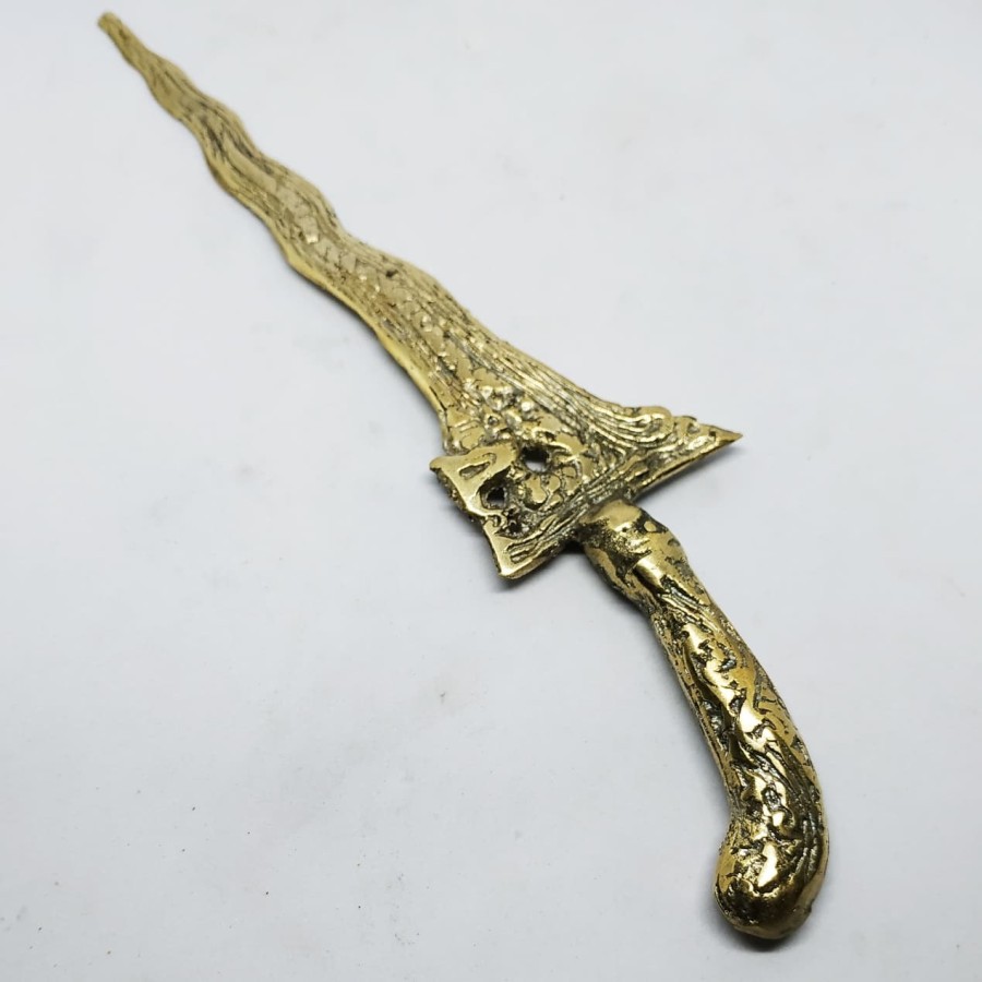 Pusaka Kris Istimewa Motif Unik Nogo Rojo / Naga Raja Bahan Kuningan Antik