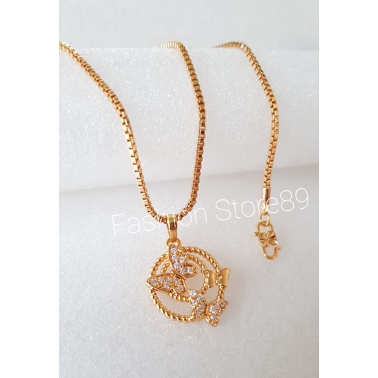 kalung double Buterfly impor perhiasan xuping lapis emas 18k fashion