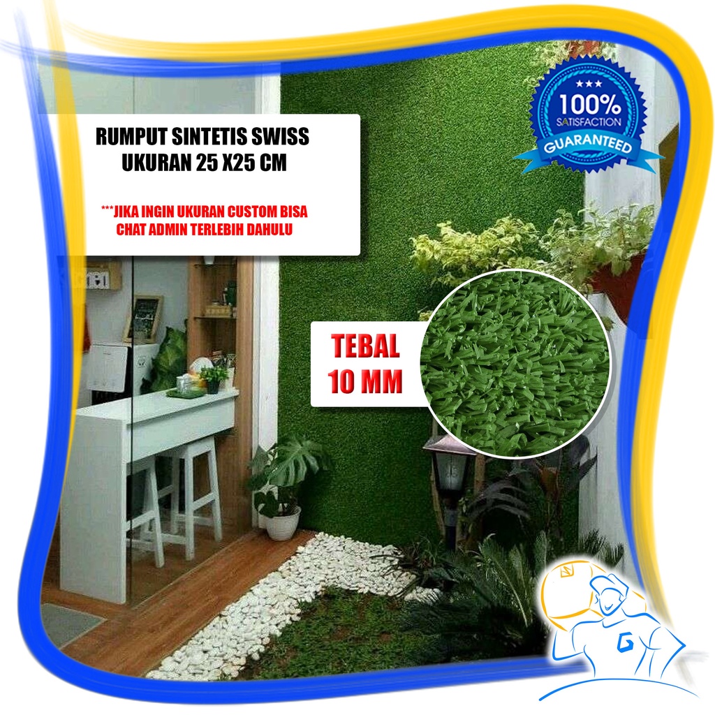 KARPET RUMPUT SINTETIS PALSU TEBAL 10MM SWISS GRASS 25X25CM