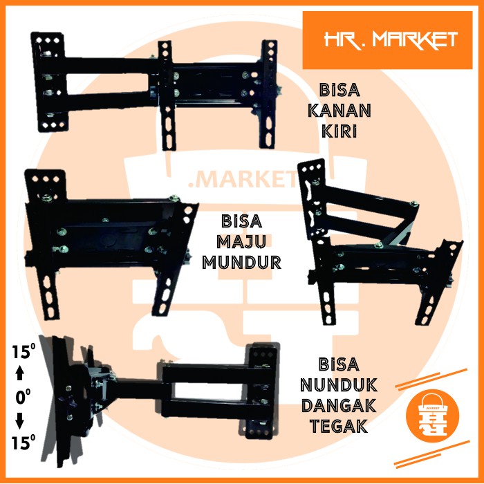 Bracket TV LED LCD 32 40 43 24 21 29 17 14 Inch Dijamin Cocok 14 - 40 In 6 Arah Universal Breket TV Briket TV Braket TV Gantungan TV Tembok Tempelan TV Dinding HR1 Swivel Fasa