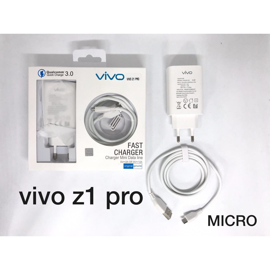 CHARGER CASAN VIVO Z1 PRO  MICRO-USB &amp; TYPE-C Charger Vivo S1 Z1 Pro Z1Pro / Y1S Original 100% 18W Fast Charging