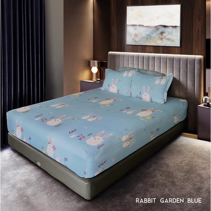 Celina by King Rabbit 100% Cotton Silk Sprei 120x200 cm - Rabbit Blue Termurah