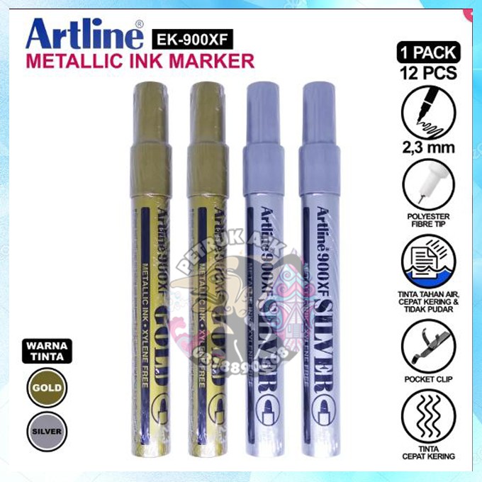 

[PCS] SPIDOL ARTLINE BESAR EK-900XF METALLIC MARKER GOLD / SILVER*