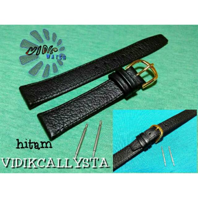 STRAP WATCH GENUINE LEATHER 12 14 16 18 20 / TALI JAM KULIT HITAM MOTIF