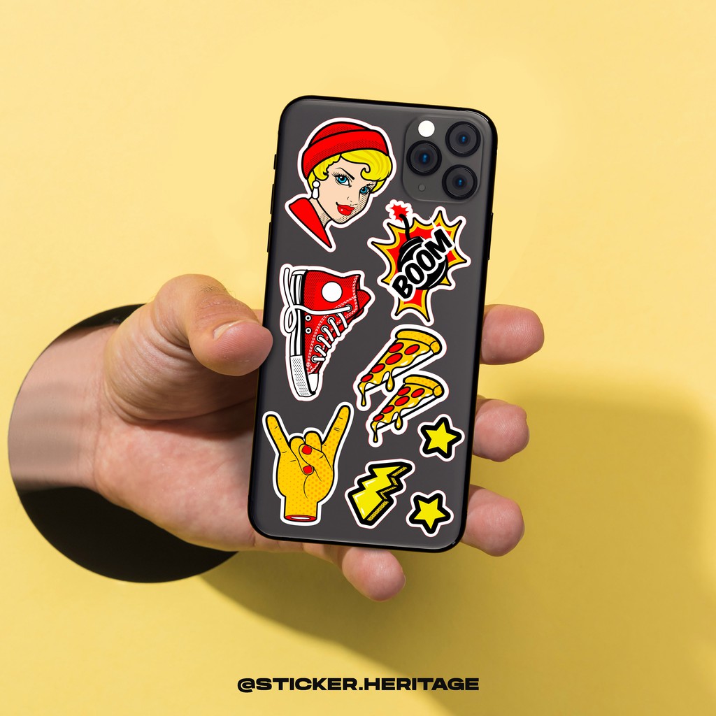 stiker sticker pop art aesthetic tumbler, laptop, helm,kulkas