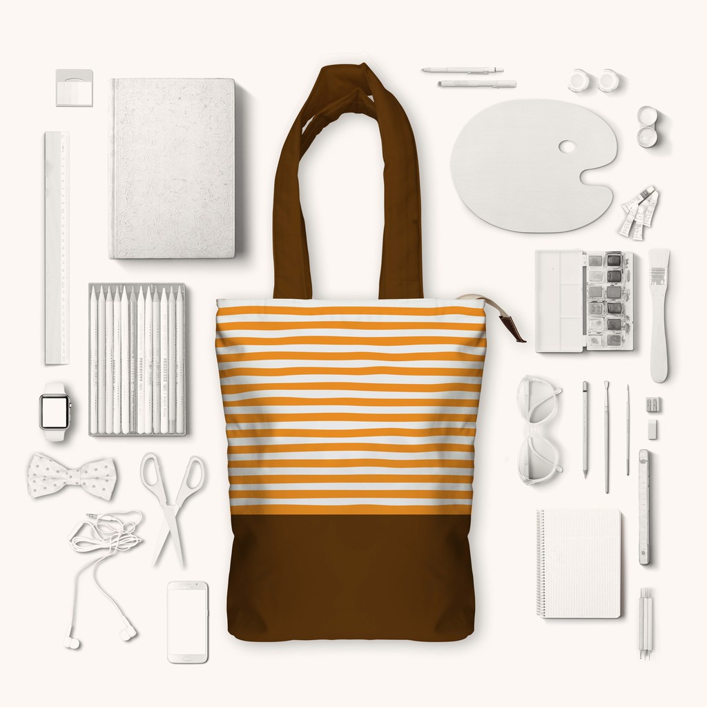 Tote Bag Kanvas Stripe Kuning