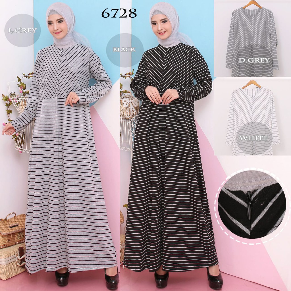 Promo Gamis Termurah Baju Gamis Wanita Gamis Remaja Bahan Kaos Salur