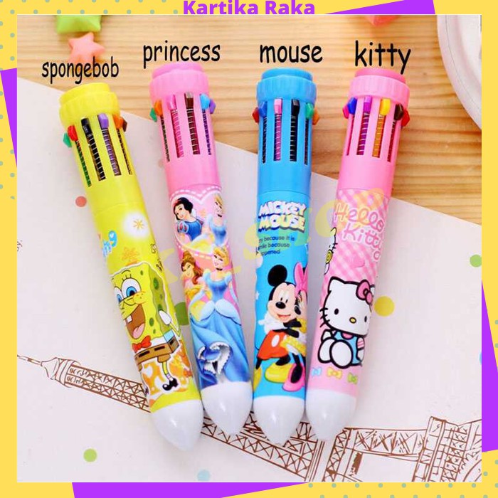KR Pulpen Karakter Anak Anak Multi Warna 10 in 1