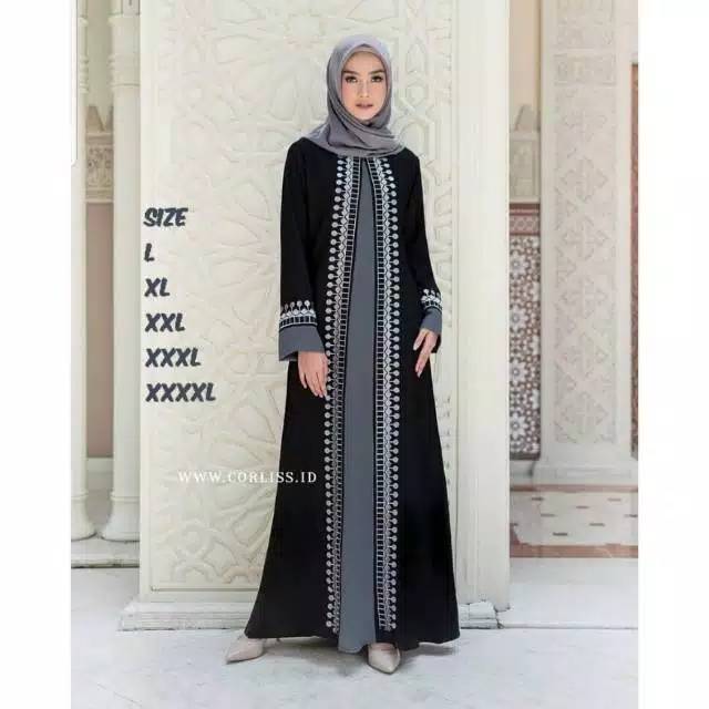 Abaya Gamis syari jumbo LD 140 modis kekinian gamis bordir big size L XL XXL 3L 4L Abaya Arab