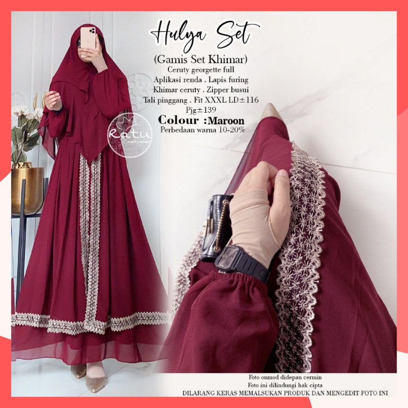 GAMIS SYARI JUMBO JILBAB 2 LAYER UKURAN M L XL XXL XXXL HULYA SET TERBARU 2022 ORI RATU SOLO