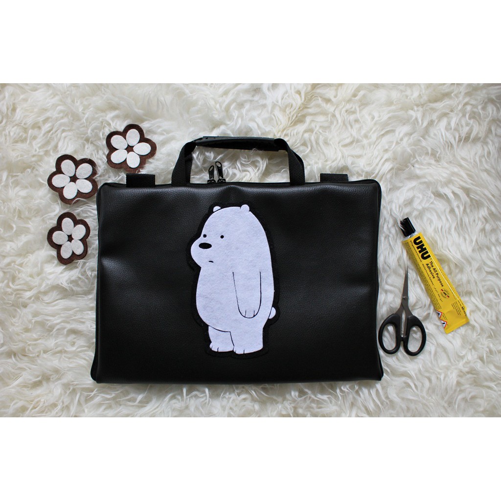  Tas  Laptop  Ice Bear White Kulit Hitam 10 17 Inch  Premium 