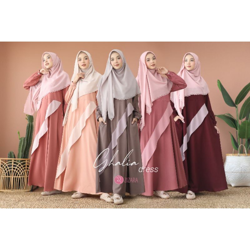 Ghalia B Dress | Dress pesta Cantik | Gamis Salem | Gamis Peach