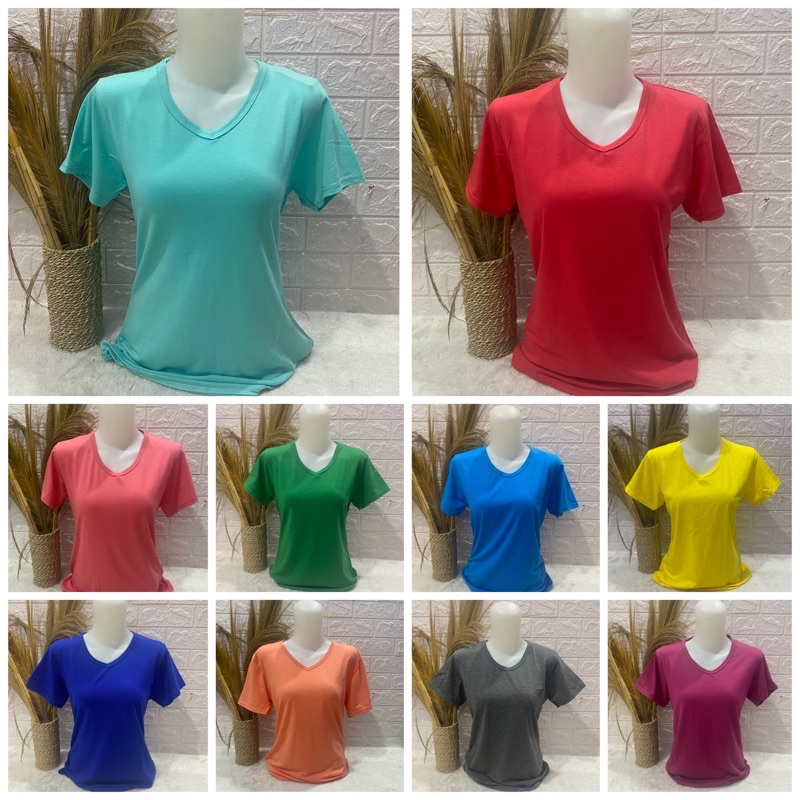 Kaos Wanita V Neck Polos Pendek Kaos Polos V neck Wanita L XL XXL Varian 2