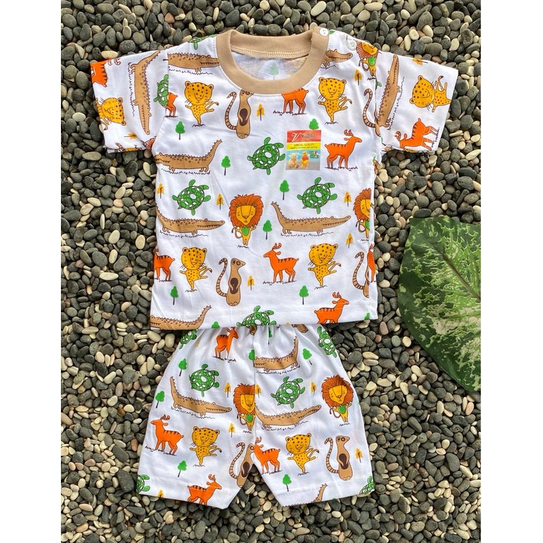 stelan baju bayi lucu murah motif animal setelan PENDEK 3-18bulan(one size)