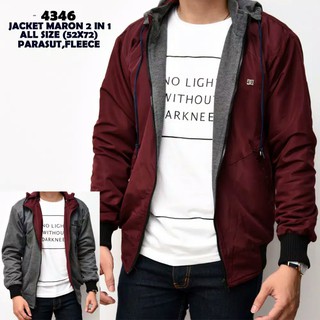 Promo Jaket  Hodie Pria Bolak Balik 2in1 Jaket  Parasut  