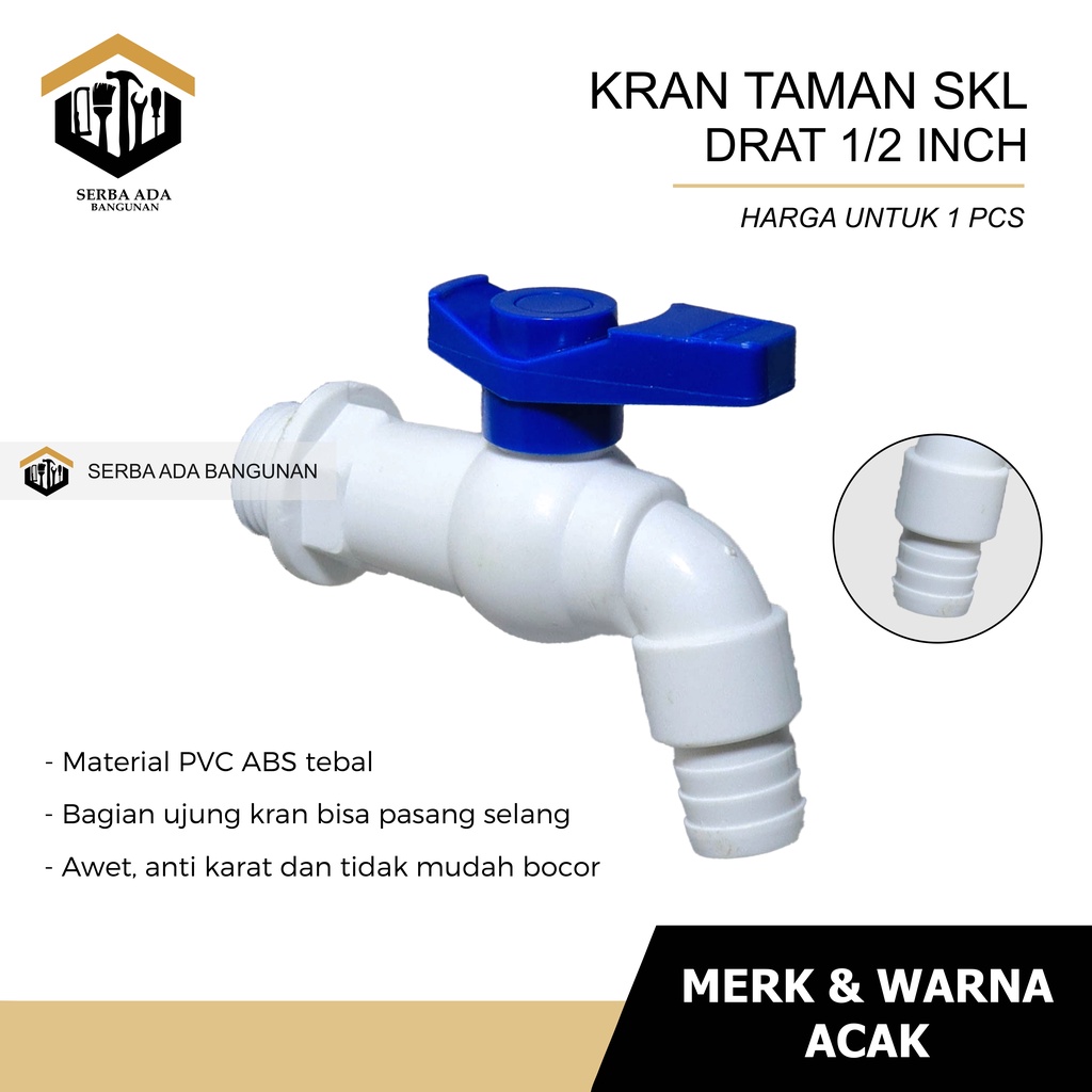 Kran PVC 1/2&quot; Inch Putar Kiri Kanan / Keran Air Tembok