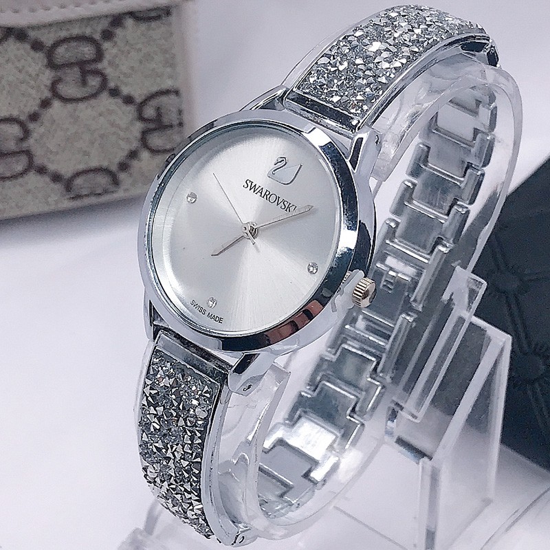 JAM TANGAN WANITA RANTAI STAINLESS DESAIN MEWAH RANTAI BERLIAN IMPORT