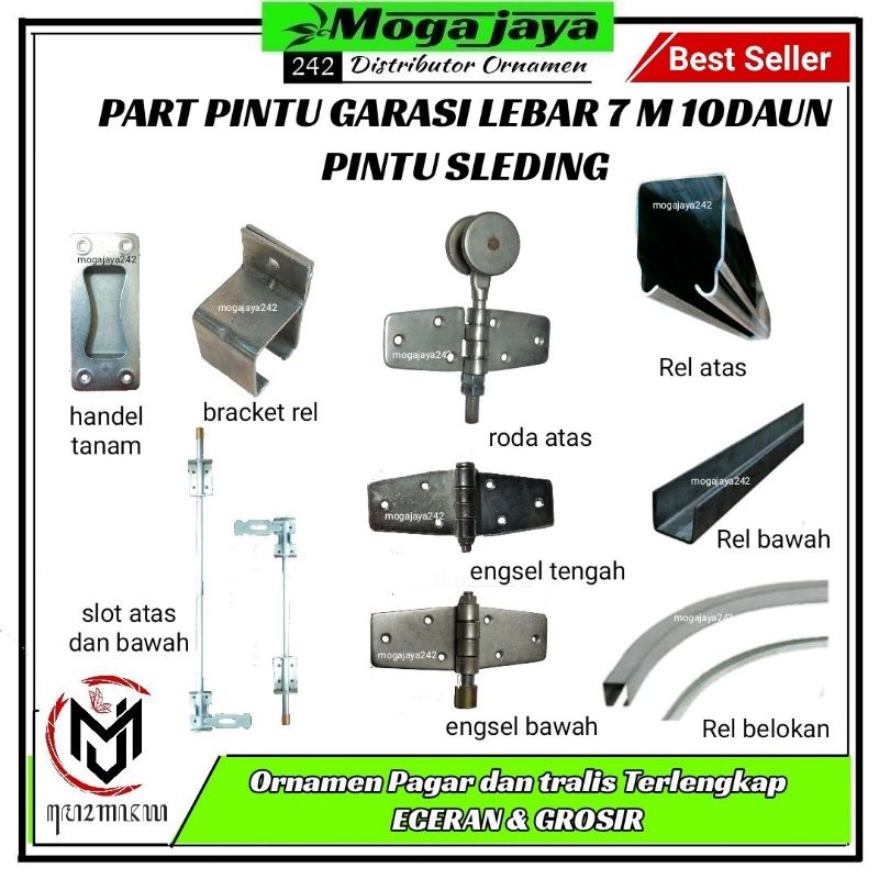 part pintu garasi set lebar garasi 7meter 10daun pintu SLEDING