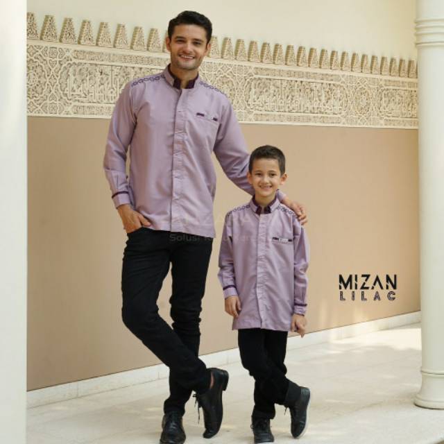 SALE Kemko Kemeja Koko Couple Lengan Panjang Mizan Lilac Original by Ahzarayy