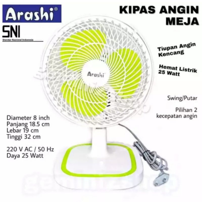 kipas angin meja/duduk Arashi 8in swing kiri kanan