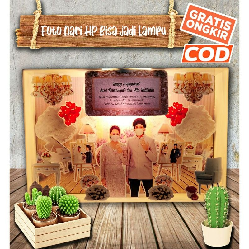 Lampu scrap frame foto / pop up / box 3D hadiah kado custom