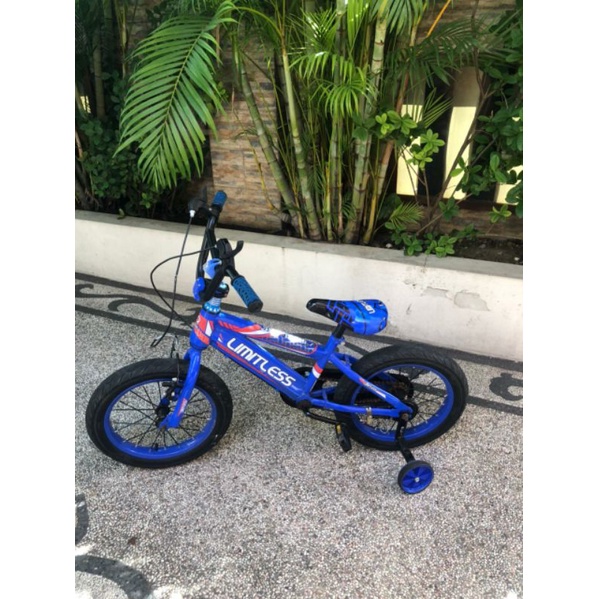 preloved sepeda anak laki laki merek limitless warna biru bekas murah ukuran 16