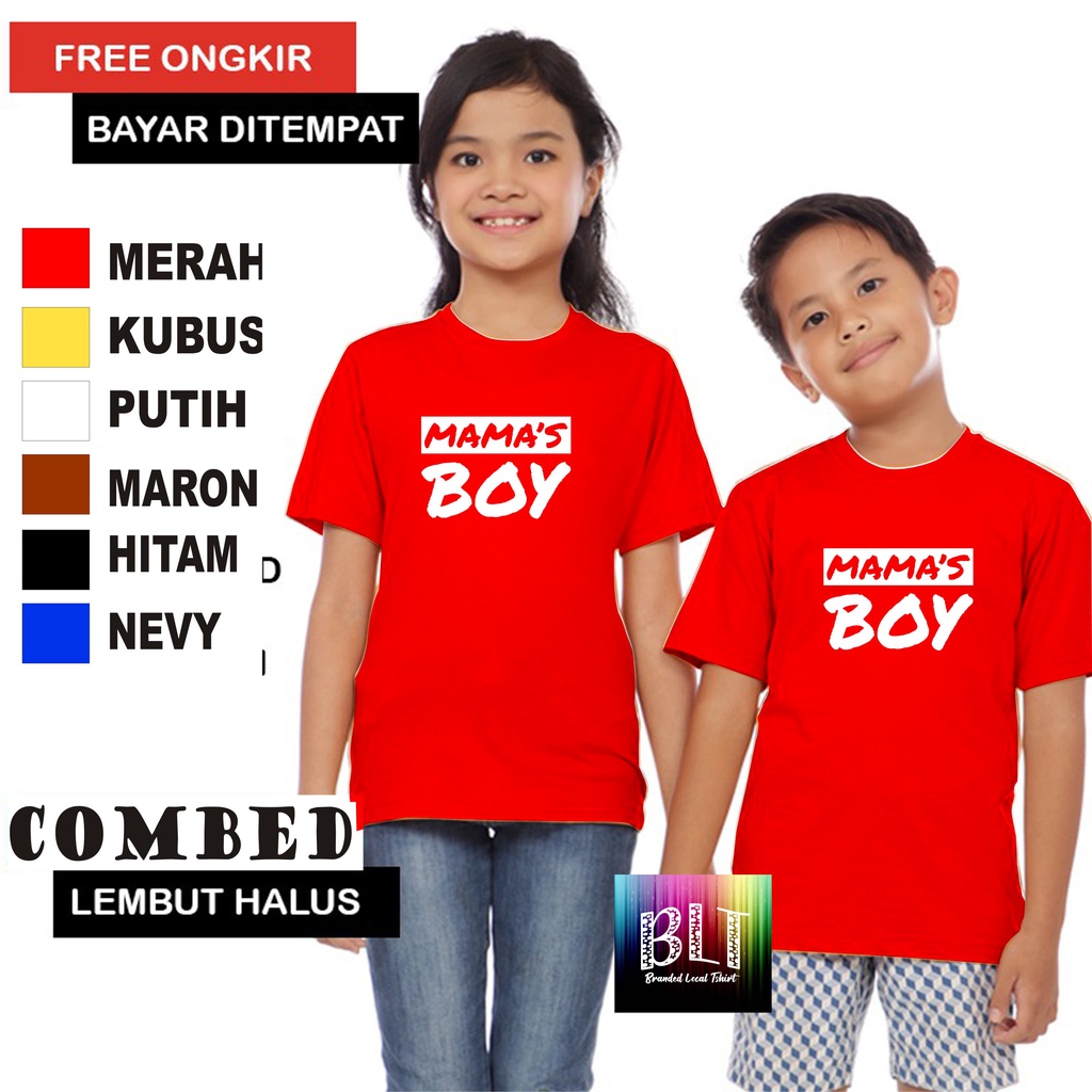 Promo Kaos  Anak Mama&quot;s boy Anak Anak  Lengan Pendek Combed 30S Atasan Anak2 cowok cewek Kaos Murah kaos anak kartun kaos anak anime kaos anak murah kaos anak hits kaos viral