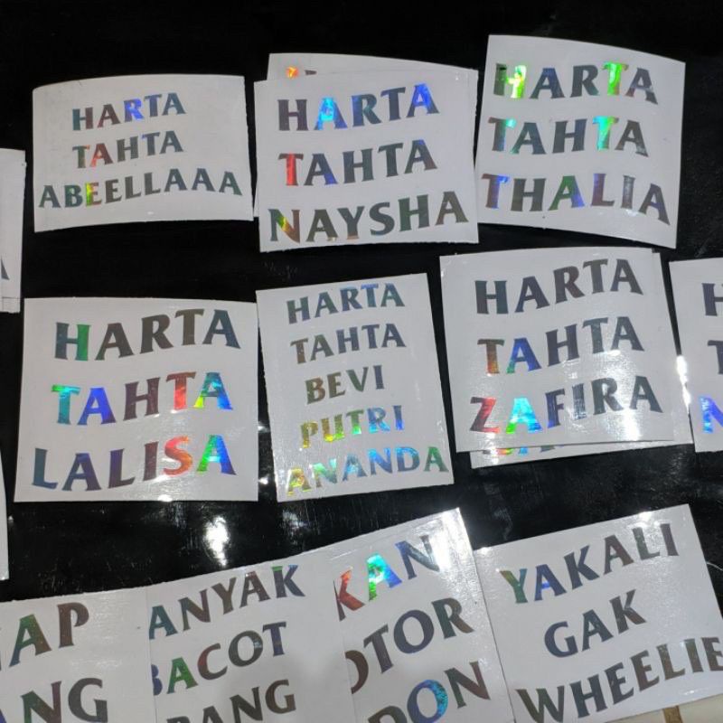 STIKER CUSTOM NAMA HARTA TAHTA NAMA SENDIRI / bisa pake Nama sendiri