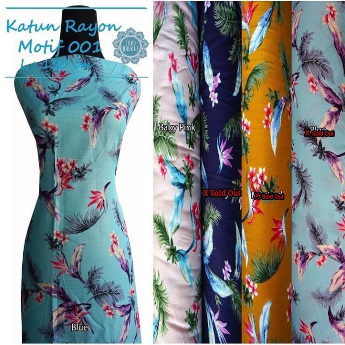 Kain Katun Rayon Premium Motif/Cotton Rayon - Motif 001(Per 0,5 Meter) - Baby Pink