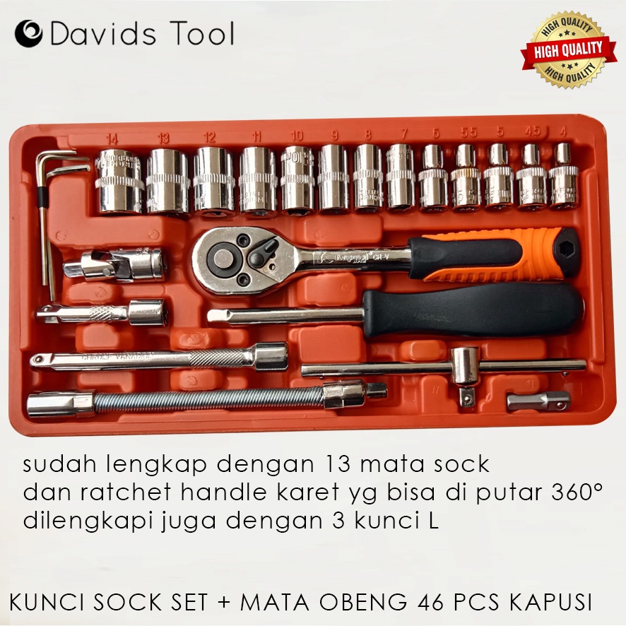 Kunci Sock Set Konci Mata Shock Sok Toolkit Obeng Ketok 46pcs Kapusi Jp