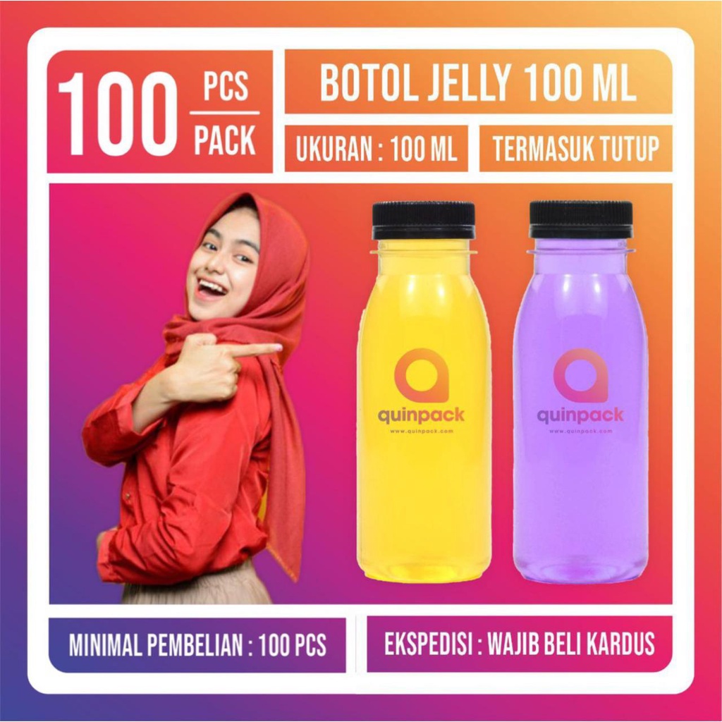 Botol Jelly 100 ml -(shortneck)/Botol Plastik 250ml/murah/pudot (100 Pcs)