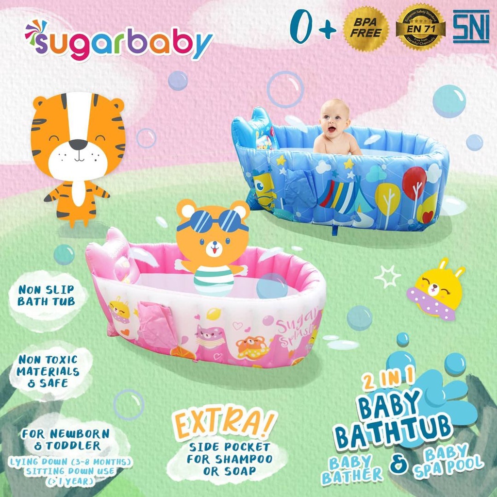 SUGAR BABY 2IN1 INFLATABLE BABY BATH TUB / KOLAM MANDI BAYI