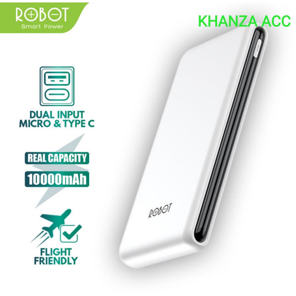 KHANZAACC ROBOT RT180 PowerBank 10000mAh Dual Input Port Type C &amp; Micro USB