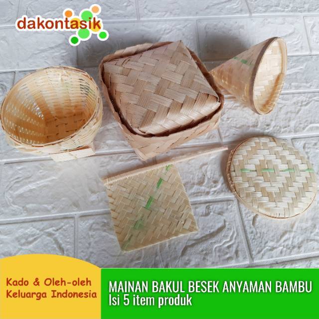 Dakontasik - Mainan Bakul Anyaman Bambu Pipiti Besek 5 In 1