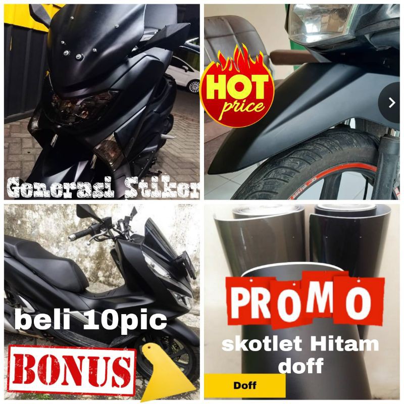 Stiker Skotlet Hitam Doff Skotlet Motor Hitam Doff