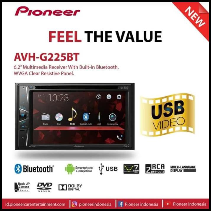 Promo Terbatas Pioneer Avh-G225Bt Tape Mobil Avh G225 Bt Double Din Avhg225Bt