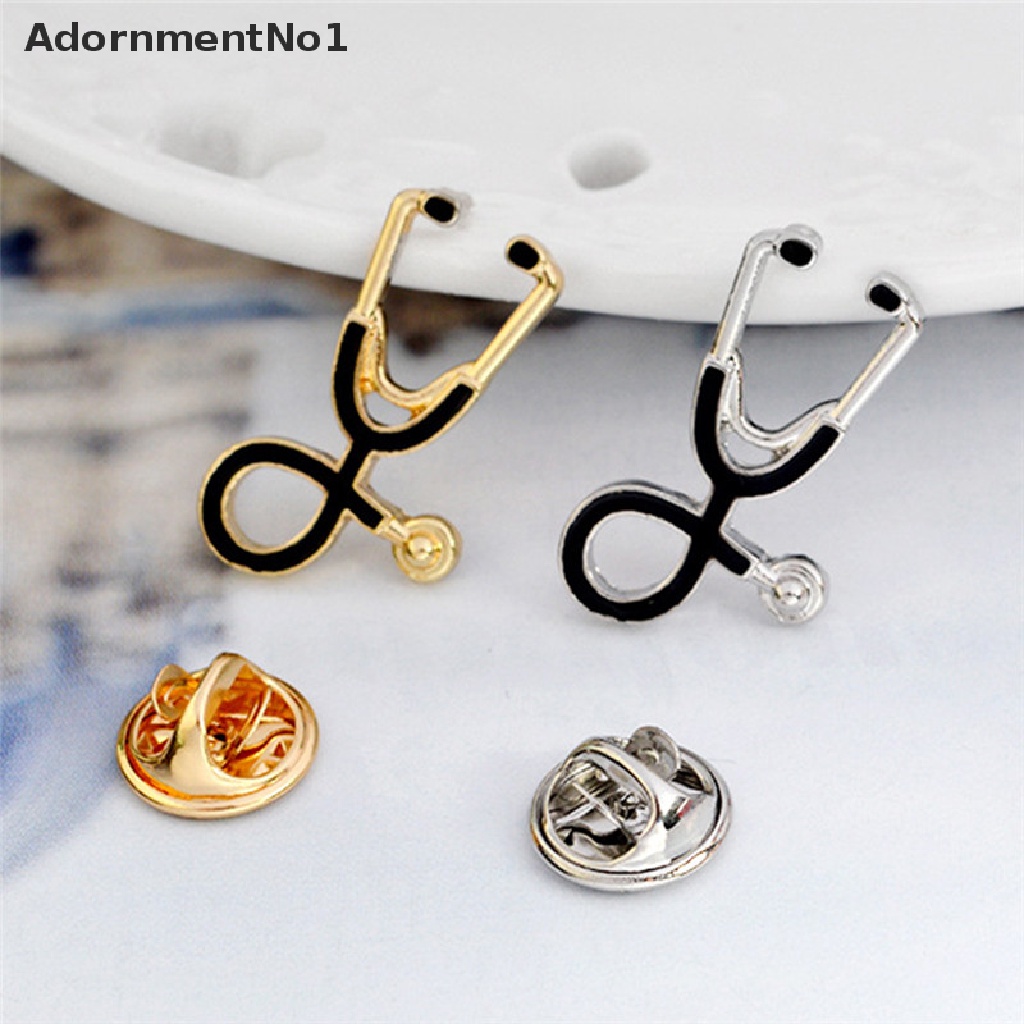 (AdornmentNo1) Bros Pin Bentuk Stetoskop Lapis Silver / Gold Untuk Wanita