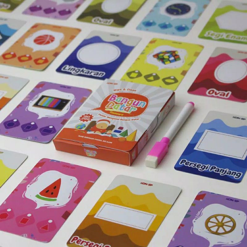 

Flashcard Tracing Bentuk Bangun Datar geometri/ free spidol wipe clean konsep flash card kartu balit