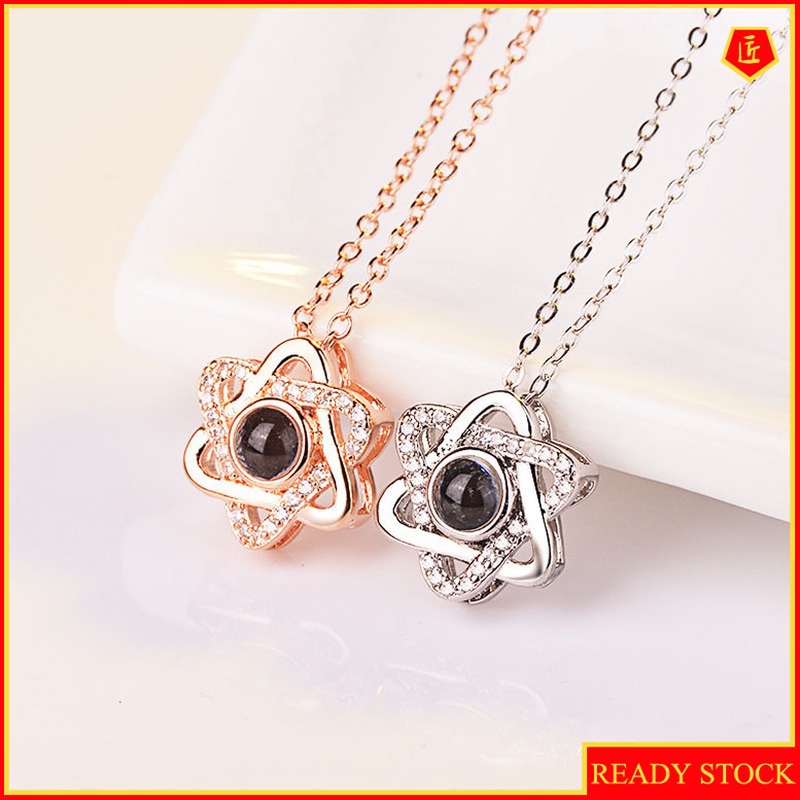 [Ready Stock]Fashion 925 Silver Plated Diamond Six-Pointed Star Pendant Necklace