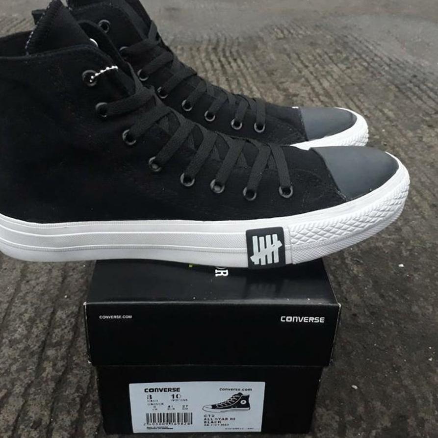 Paling Diminati.. Sepatu Sneakers Distro Pria Wanita Converse All Star Undefeated Petir Tinggi Hitam